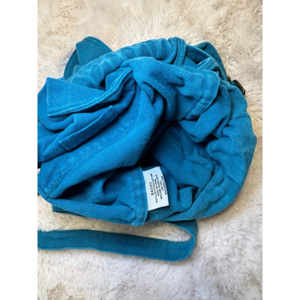 Baggu 100% recycled cotton Teal Canvas Drawstring Backpack - Women - Picture 12 of 15